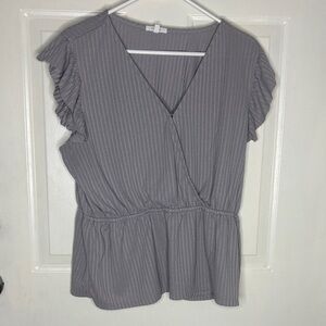 Maurices Gray Ruffled Sleeve Blouse